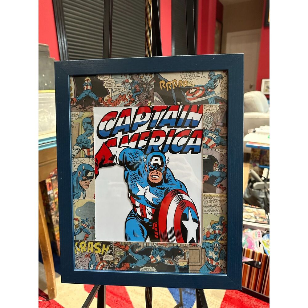 Captain America Pop Art Handmade Vintage Comic Book Panels – One of a Kind